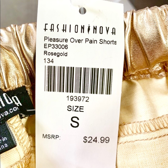 NWT Fashion Nova Gold Shorts Small - Picture 5 of 6